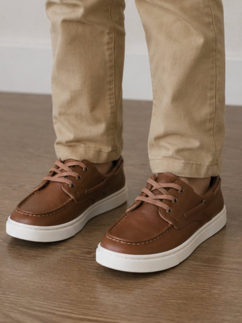 Boys Brown Casual Shoes Size 4 &10 Big Kid – Slip-On Comfort with Stretch Laces